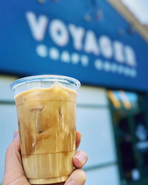 Treat of the day: Exquisitely smooth iced oat milk latte from @voyagercraftcoffee